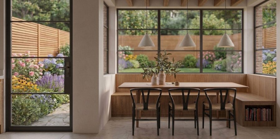 Garden dining banquette - Renders